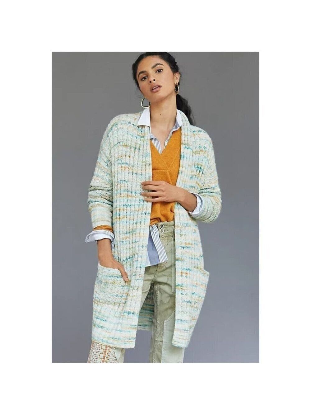 Anthropologie Space-Dyed Longline Cardigan Size XL
